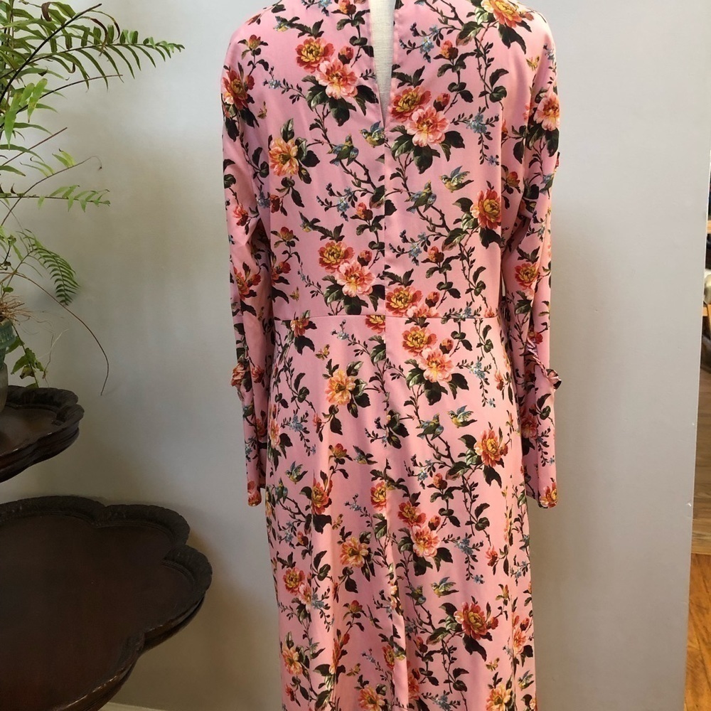TOPSHOP pinkish rose floral dress long sleeve lightweight size 10 - Picture 5 of 16